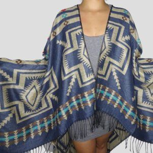 Urban CoCo Printed Poncho Cardigan Aztec Wrap Shawl
